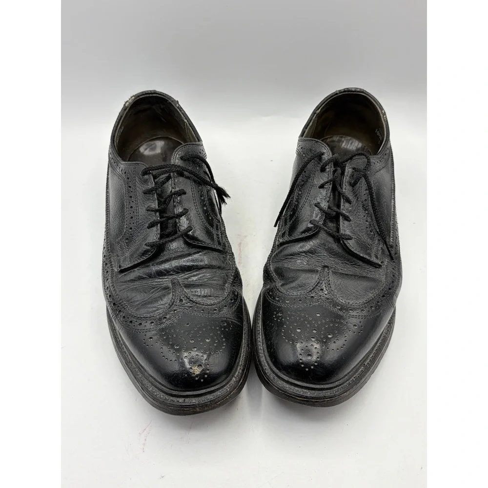 Vintage Dexter Black Leather Wingtip Dress Shoes Mens Size 10.5D USA Made